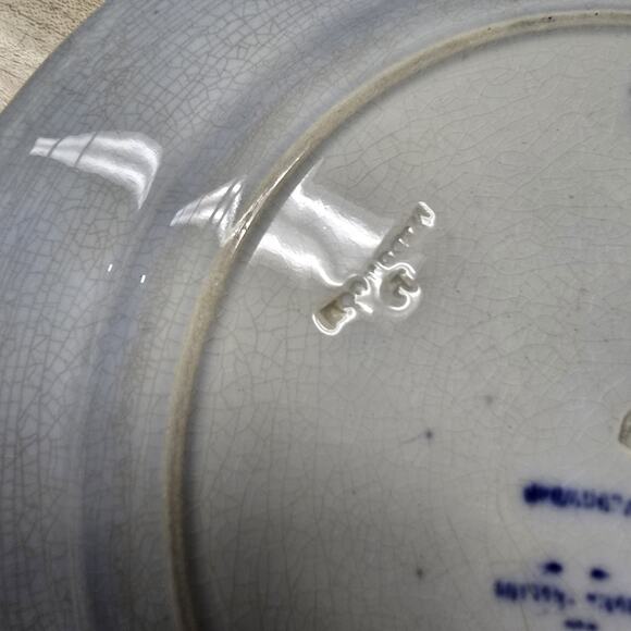 Wedgewood Flow Blue Turkey Plate 8.75" Antique Deep Blue Transferware England - Picture 7 of 12